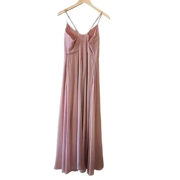 Birdy Grey Theresa Ruffle Trim Spagetti Strap Maxi Dress Size S Small Taupe - Picture 4 of 11